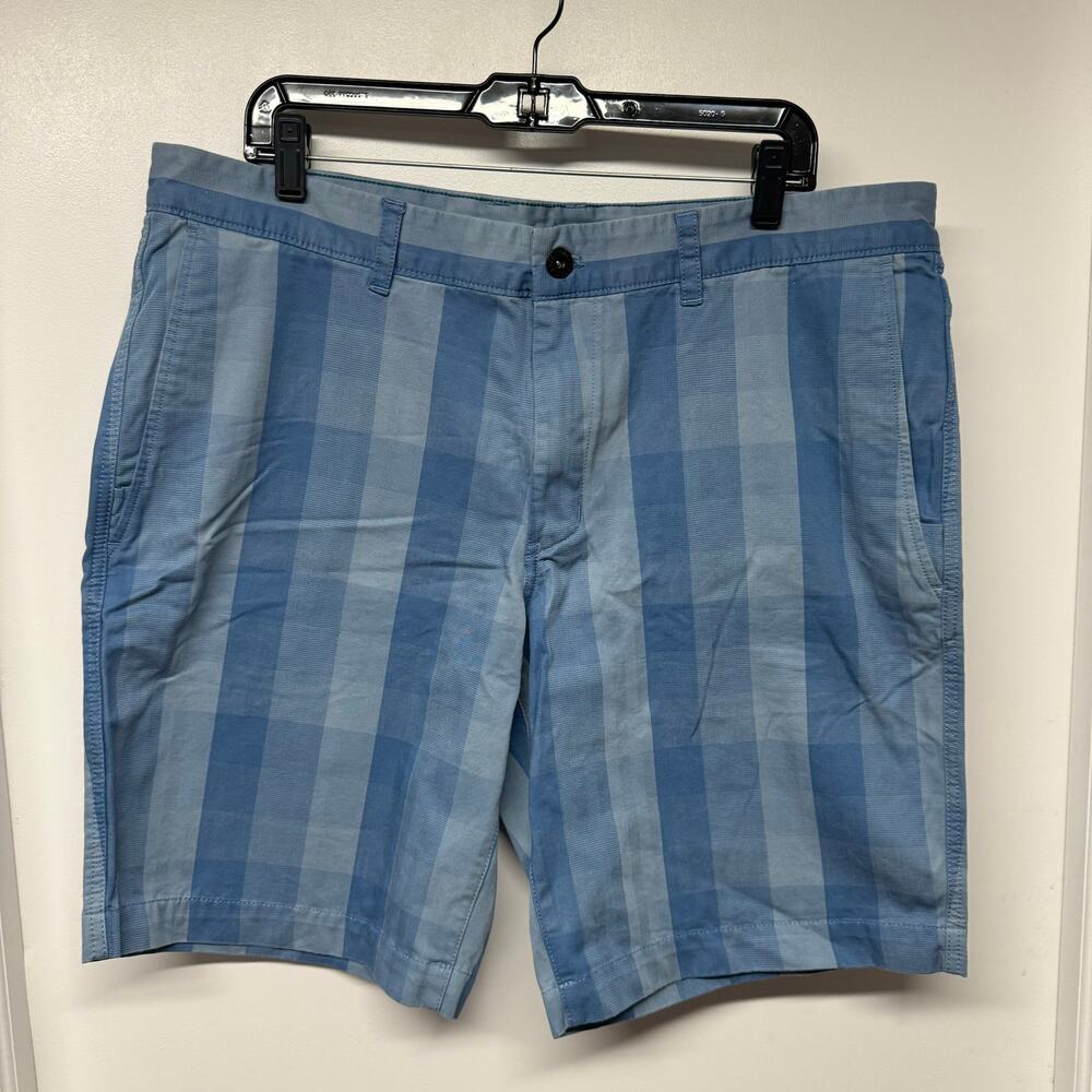 The North Face Mens Blue Checkered Plaid Explore Shorts Stretch Cotton Size 38